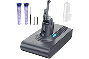 Waitley 6000mAh Battery for Dyson V8 Replacement Battery for V8 SV10 Compatible with V8 Absolute, V8 Animal/Motorhead/Fluffy Cordless Vacuum Cleaner with 2 Pre-filters+Screwdriver