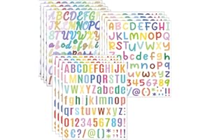 ONEBO 12 Hojas Alfabeto Número Pegatina, Pegatinas de Números con Purpurina, Pegatina de Alfabeto Colorido,para Álbumes de Recortes, Fotos, Manualidades (3 estilos)