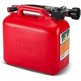 Never Stop 2605RED-PE3H Benzinkanister 5L rot mit Überfüllschutz aus Kunststoff