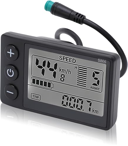 Afficheur LCD S866 Pour Vélo électrique - Compatible 24V, 36V, 48V - Étanche IP65 - Diamètre Support 22,2 Mm - Affichage Vitesse, Batterie, Etc.