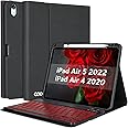 iPad Air 5th Generation Case with Keyboard iPad 10.9 2022 Keyboard Case with Pencil Holder 7 Color Backlit Detachable Bluetooth Keyboard Case for iPad 10.9" Air 5th 4th Gen iPad 11 Pro 2018,Black