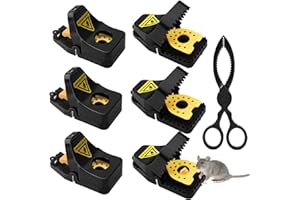SITAYAKUMA Piège Souris Professionnel Réutilisable, Lot de 6 Mouse Catcher Impact Mouse Catcher Très Sensible avec Boîte à Appât, Efficace pour Cuisines, Jardins, Débarras, Caves