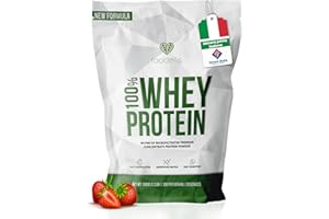 FOODELIS Proteine in Polvere 1 kg Fragola | Whey Protein con Aminoacidi Essenziali | Proteine per la Massa Muscolare ad Alta Solubilità | Proteine Whey Facilmente Digeribili | Materia Prima Italiana