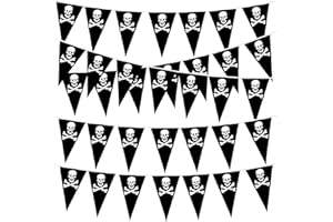 CKCSHI Pirate Skull Crossbones Pennants, Triangle Flags, and Party Decorations for Halloween Indoor/Outdoor Events