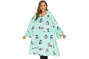 THREE POODLE Sweat à Capuche Femme, Sweat Plaid Couverture à Capuche Surdimensionnée, Poncho Polaire Pull Plaide Pelucheux en Sherpa pour Femme, Hommes et Adultes, Cadeau