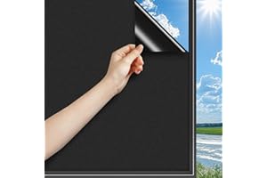 DARUITE Blackout Window Film Privacy,Blackout Film100% Total Light Blocking Non Adhesive No Glue Static Cling Blackout Stickers,Black Window Film Frosted for Glass Windows and Doors(Black 30 * 200CM)