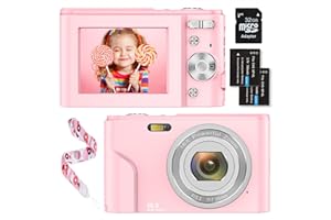 NICAMERY Compactas Cámaras Digitales 2,4‘’ 1080P 36 MP HD Camara Fotos Recargable Cámara para de Bolsillo Cámaras Digitales con Zoom 16X Camara Compacta con Tarjeta SD, para Niño,Adulto (Rosado)