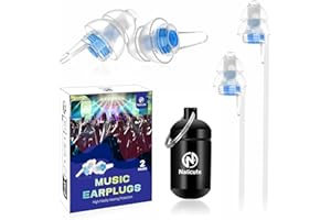 Naiicute Bouchons d'oreilles Concert avec Cordon Détachable [2 paires], Protections auditives pour la musique pour fêtes, festivals, musique live - Restitution parfaite du son antibruit réutilisables