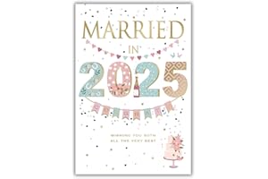 IC&G, INTERNATIONAL CARDS & GIFTS ICG 2025 Wedding Card - Married in 2025 - Wedding Congratulations Champagne and Confetti Design and Special Finishes - Eco-Friendly Card for Couples, Both of You