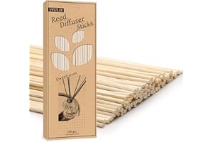 VFULIE 100 Pieces Reed Diffuser Sticks, Natural Wood Rattan Reed Sticks Aroma Diffuser Sticks Replacement for Aroma Fragrance Essential Oil Diffuse (Primary Colour)