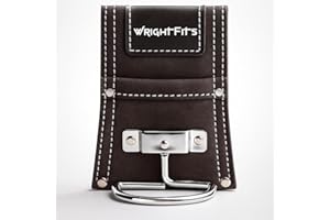 WrightFits Leather Drill Holster Double Nail and Hammer Holder Multi Pockets Tool Work Pouch Organiser & Belt |For Builders, Carpenters, Gardeners, Electricians