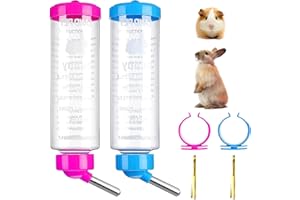 IJHYGD Drinking Bottle Rabbit Hamster Pack of 2 Drinking Bottle Rabbit Drinking Bottle 250 ml Rodent Drinker Small Animal Drinking Bottle with Holder for Rabbits Guinea Pigs Rodents