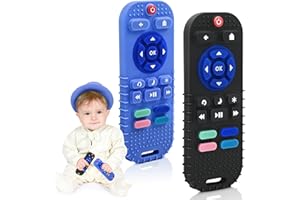 AiTuiTui Silikonowe Gryzaki dla Niemowląt 3-12 Miesięcy, 2 Sztuki Pilot Ręczne dla Noworodków, Chłopców i Dziewcząt z Autyzmem - Czarny i Niebieski