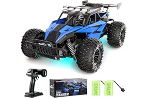 ACAMMZAR AT2 Voiture Telecommandé Tout Terrain pour Enfants, Voiture Télécommandée 1:16 20+Km/h RC Car 50+Min Temps avec 2 Batteries, 2WD 2.4GHz avec Phares LED pour Adultes et Garçons Débutants