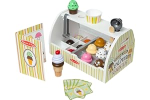 Melissa & Doug Banchetto dei Gelati - Gelateria in Legno, Giocattolo Gelato Finto, Gioco di Imitazione Montessori, Regalo per Bambini e Bambine, 3+ Anni
