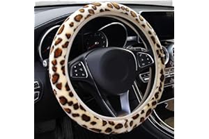 BEISIJIA Funda para volante de coche de leopardo, universal, antideslizante, cálida, para invierno, suave, de felpa, para la mayoría de los coches de 36 a 38 cm de diámetro