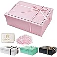 XWCHASA 2024 New Gift Boxes, Textured Gift Box with Lids & Ribbon, Greeting Card, Party Present Boxes, Specially Designed for Valentine's Day, Present Birthdays, Holidays, Anniversaries Gift (Pink)