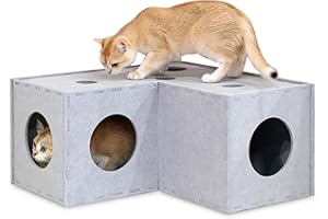 PETKARAY Túnel para gatos, cueva escondite original para gatos de interior, tubos y túneles de juego grandes para gatitos, juguete de fieltro suave para gatos con agujero interactivo