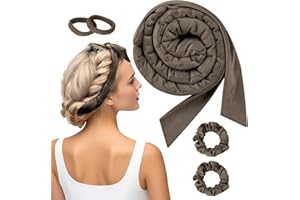 BUTBU Heatless Curlers Headband, 5PCS No Heat Hair-Curlers and Rollers, Soft Sleep Overnight Hair-Curls Set, heatless Curling Gift Kit for Women Long and Short Wave hair (Brown)