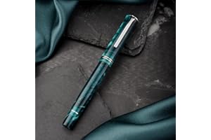 EROFA Hongdian N2 Pióro wieczne, Iridium, średnia stalówka, turkusowo-niebieski, akrylowy, gładkie pióro z konwerterem i metalowym pudełkiem na długopisy