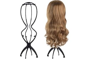 Huybaa 2 Pièces 50 cm longs cheveux Support de Perruque en Plastique Perruque Noir Femme, PréSentoirs Portable Durable Support de Perruque Amovible Pliable Sécher