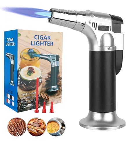 Chalumeau De Cuisine Rechargeable Butane - Flamme Réglable Jusqu'à 1300°C - Idéal Crème Brûlée, Soudure, Camping