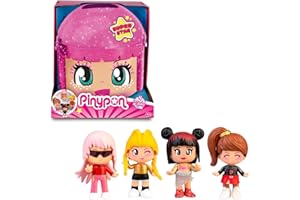 PIN Y PON - Super Star, Edición Exclusiva de Pinypon con 4 Figuras, Contenedor con Compartimentos para Ordenar Accesorios, Figuras con Peinados y Outfits Estilosos, Niños +4 años, Famosa (PNY72000)