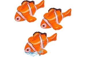 SAIIURV 3 Pcs Inflatable Clown Fish, Inflatable Pool Toy Fish, Beach Pool Inflatable Fish, Child Fun Tropical Fish Decoration for Party Beach Theme Summer Celebrations Photo Props Pool Party