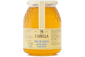 L'ABELLAMEL L'Abella Mel - Miel de Acacia 100% Natural | Miel Pura de Abeja Recolectada Artesanalmente por apicultores en Rumanía - Producto Premium - Bote de 1000g - Sin gluten