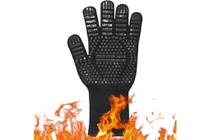 COPBOPWN Long Wrist Heat Resistant Silicone Oven Mitts - Non-Slip BBQ Gloves Up to 800°C/1472°F for Wood Burners, Cooking and Baking