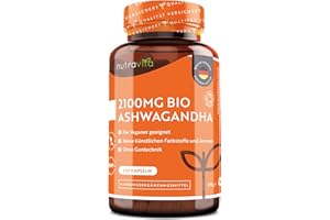 ‎NUTRAVITA Bio Ashwagandha Kapseln 2100mg, 240 Vegane Kapseln - Made in Germany bei Nutravita