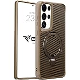 Babilden Samsung Karbon Fiber Materyal Stand &Ouml;zellikli Lens &Ccedil;er&ccedil;eveli ve Sararmayan G&uuml;&ccedil;l&uuml; Darbe Emici Premium Kılıf (Gold, Ga