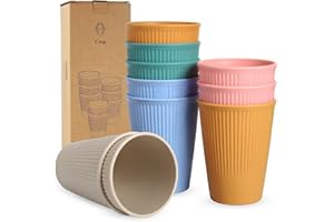 AouiSton vasos plastico duro, Vasos de plástico, Vasos Plástico Duro Niños, Vasos Reutilizables,sin BPA, 10 tazas de 350 ml, Vaso para Agua, Leche, Zumo
