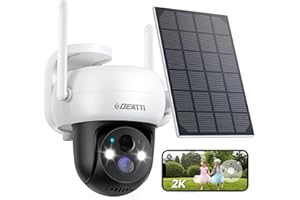 DEATTI 2K PTZ Camera Surveillance WiFi Exterieure sans Fil Solaire, Dome Camera IP sur Batteries, Audio Bidirectionnel, Détection Humaine et Alarme de Sirène, Camera 360 Degrés, Compatible Alexa