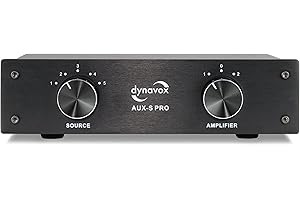 Dynavox AUX-S Pro - Conmutador de extensión de Entrada con 5 entradas RCA para Dos amplificadores estéreo y Envolvente, Color Negro