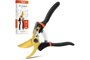 Altuna TR15 - Tijeras de Podar de Titanio - Tijera de Jardín Profesional con Hoja SK5 - Corte Bypass Preciso - Mango Metálico Antideslizante - Diseño Ergonómico - Ideal para Regalo - Caja Incluida