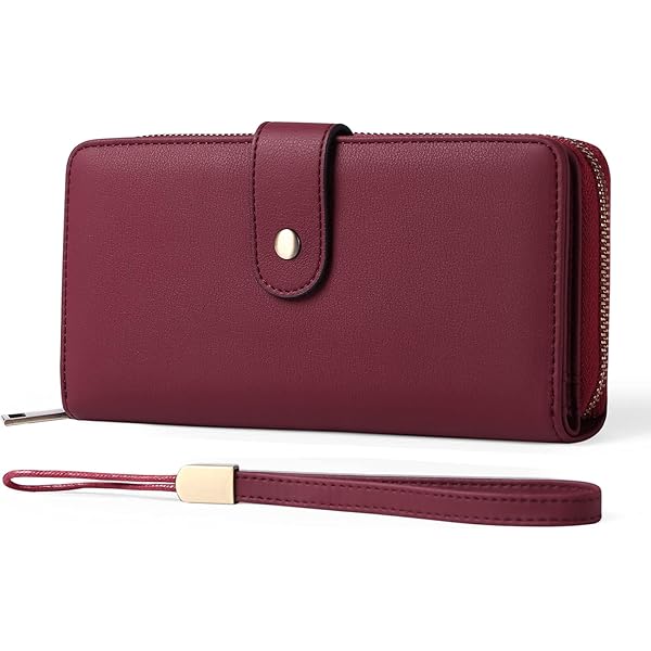 LUROON Lange damesportemonnee, echt leer, multifunctioneel, met ritssluiting, grote capaciteit met RFID-kaartvakken, clutch, portemonnee voor dames, Groen
