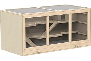 pawhut Wooden Large Hamster Cage Syrian Hamster Mouse Rats Mice Rodent Small Animals Hutch Exercise Play House Pen 115L x 57W x 55H(cm)