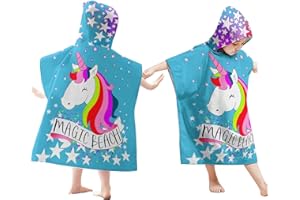 COZCZYEQCO Unicorni, asciugamano da bagno per bambini, con cappuccio, asciugamano per bambini, ultra morbido e assorbente, con cappuccio, per accappatoio, poncho da bagno, ragazzi e ragazze, 60 x 60 cm