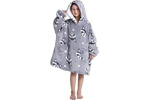 JOREAY Kids Oversized Blanket Hoodie, Girls Boys Snuggle Fleece Wearable Blanket, Sherpa Fluffy Giant Hooded Sweatshirt for Teens