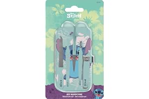 DISNEY Stitch - barnmanikyrset - 5 tillbehör - komplett nagelklippare, nagelklippare, sax, lime, klämma - handvårdslåda, flic