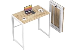 GreenForest Escritorio Plegable sin Montaje, 80 cm Escritorio de Pequeño Espacio, Ahorrar Espacio Escritorio de Computadora Doméstico, Beige