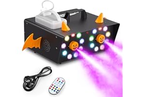 Macchina del Fumo, ZonQoonz 1500W Macchina della Nebbia a Doppio Ugello con 18 RGB LED Palcoscenico Effetto Attrezzature con Telecomando per Festa DJ-Show Bar Matrimonio Halloween