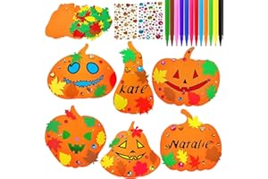Shinybox Kit di Halloween Decorazioni per Zucca, 88 Pezzi Adesivi zucca di Halloween con 12 Matite Acquerellabili, Schiuma Zucca per Halloween Bambini, Artigianato per il Ringraziamento, Halloween