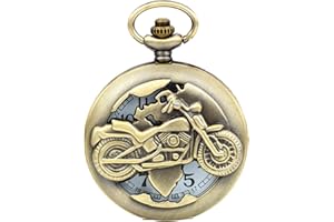 JewelryWe Reloj de Bolsillo de los Hombre de la Vendimia, Reloj de Bolsillo Dinámico del Motorista del Esqueleto, Reloj de Bolsillo de la Escala de Digitaces, Muchos Estilos de Relojes de Bolsillo