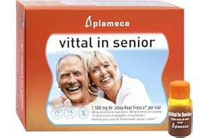 PLAMECA Vittal In Senior Jalea Real Defensas, Cansancio y fatiga, Equinácea, Espino Blanco, 20 Viales de 10 ml