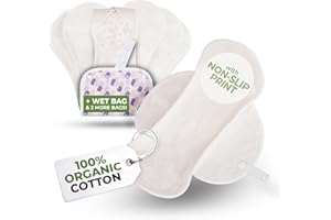 ‎NATISSY Eco Pantiliners Washable with Non-Slip Print Made of Organic Viscose (Size M, Pack of 7); Thin Panty Liners for Women, Girls; Washable at High T°; 100% Breathable (no PUL/TPU) for Daily Flow