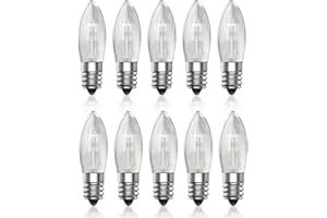DoRight Candela Lampadine E10 3W 34V, Candela Arco Ponte Lampadina MES Ricambio Natale Lampadine Bianco caldo 2800K E10 conico Candela Top Candela Fata Lampada Dimmerabile Senza fiamma (10-Pack)