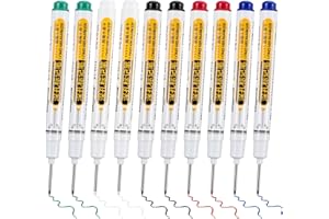 AOZUO Markery do głębokich otworów, trwałe markery stolarskie, markery atramentowe, długość 20 mm, markery z głęboką stalówką, wodoodporne, szybkoschnące, kolorowe markery budowlane do łazienki