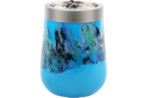 VOREEN Indoor Water Feature Handmade Glass – Blue Tabletop Water Fountain with LED Light – Artisan Glass Indoor Fountains Powered by USB for Home, Spa, Office Relaxation